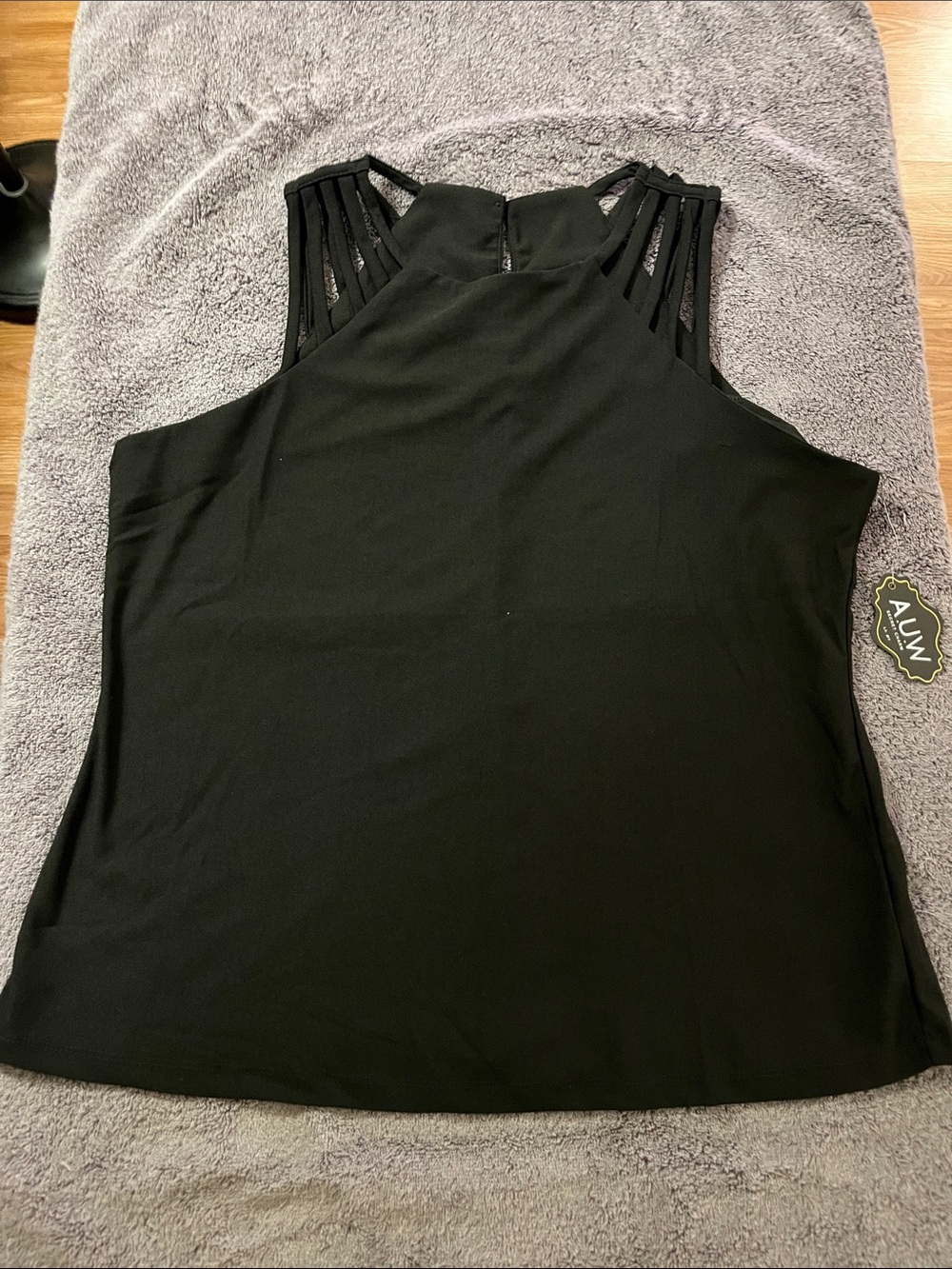 Black Strappy High-Neck Camisole Top